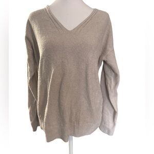 Barefoot Dreams CozyChic Ultra Lite V Neck Hi-Low Coordinating Pullover Stone M
